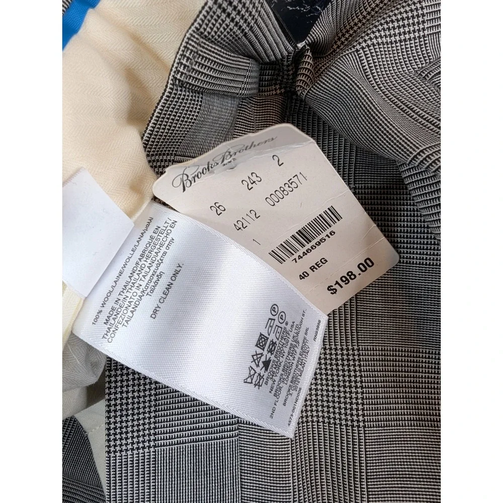 Brooks Brothers Pants Mens 40x34 Glen Plaid Madison Trousers Brookscool Wool NWT